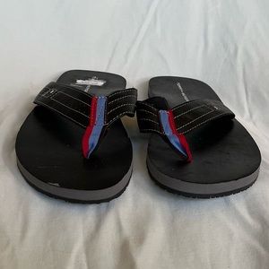 Tommy Hilfiger Mens Black, Red, & Blue Flip Flops
